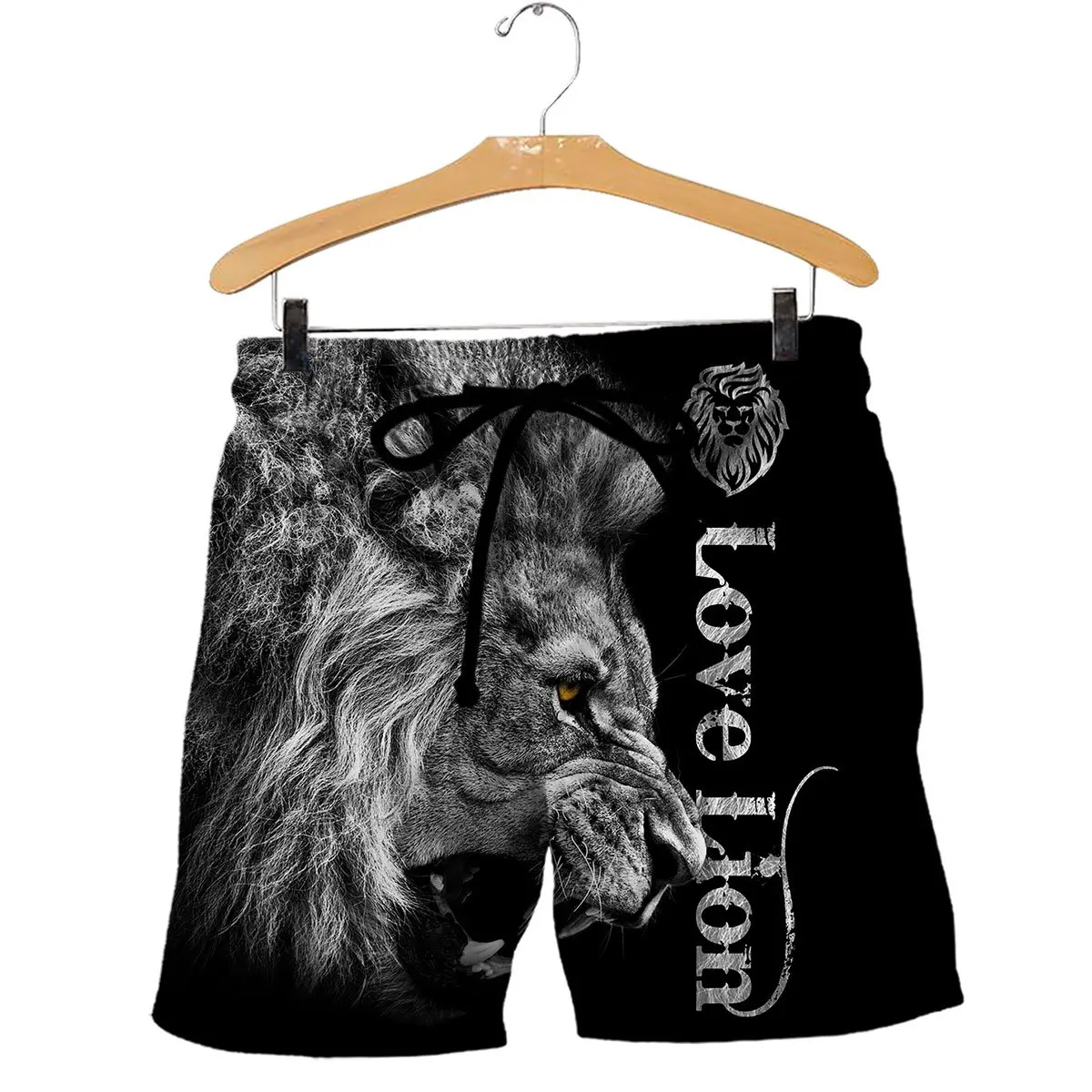 Animal Beautiful Love Lion 3D All Over Printed  Mens Shorts Unisex Streetwear Shorts Summer Beach Polyester Casual Shorts DK-17