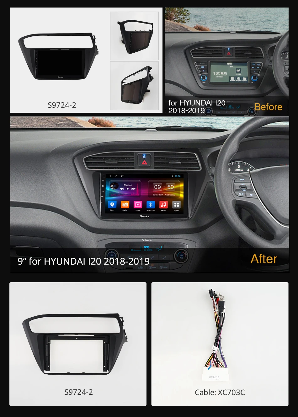 1 DIN 360 ° Pano ram ic Android 9,0 4G ram+ 64G gps радио CarPlay DSP Автомагнитола стерео плеер для hyundai i20 LHD RHD