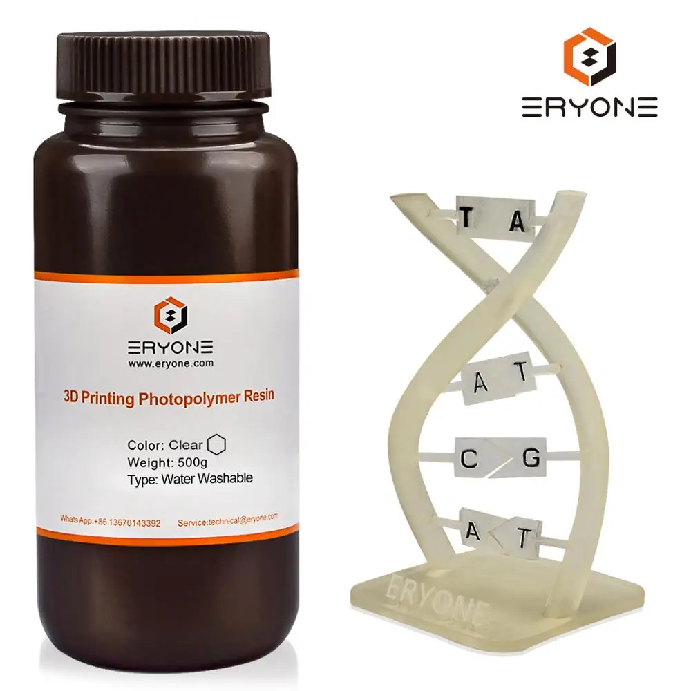 ERYONE-fotopolímero de resina para impresora 3D, resina de curado UV de 405nm Lavable con agua para impresora DLP/LCD, transparente