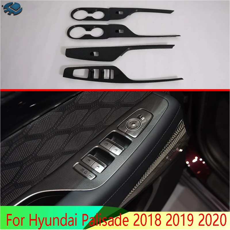 Для Hyundai Palisade 2018 2019 2020 углеродное волокно стиль двери окна подлокотник крышка