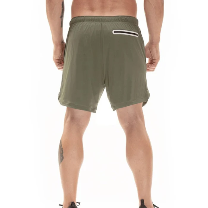 Мужские быстросохнущие спортивные шорты для фитнеса, двойные карманы, эластичная резинка на талии, короткие штаны