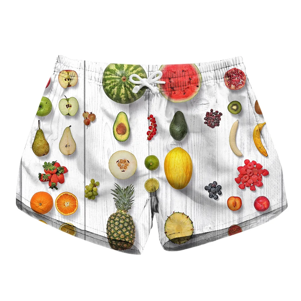 Summer Women Beach Shorts Water Sports Pant Pineapple Fruit 3D Print Loose Mini Short Surfing Pocket Holiday Surf Board Swimsuit football board soccer for sports useful coaches competition game writing match an fittings