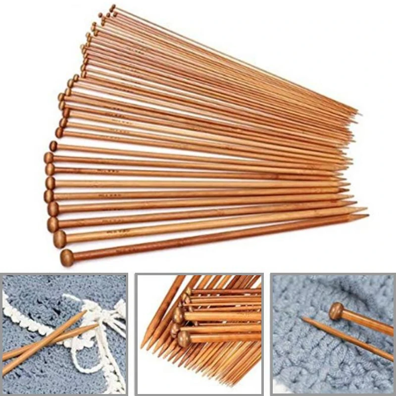 

36pcs/set Knitting Needles DIY Wood 18 Sizes Eco friendly Double Crochet Carbonized 25cm Smooth Wood Knitting Tool