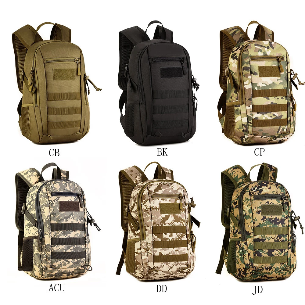 12L Small MOLLE Backpack Camping Hiking Day Packs Camouflage/Black/Brown 