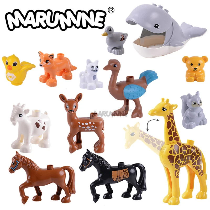 Marumine clásico ladrillos zoológico cabra Animal ciervo jirafa ballena juguetes educativos DIY clásico creativo bloques de construcción