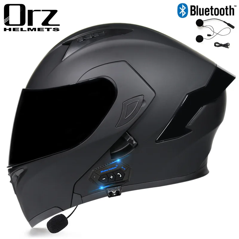 Casco Da Moto Bluetooth Sicuro Da Corsa Casco Da Moto Modulare A Doppia Lente Flip Up Casco Capacete Casque Moto Uomo Donna Dot