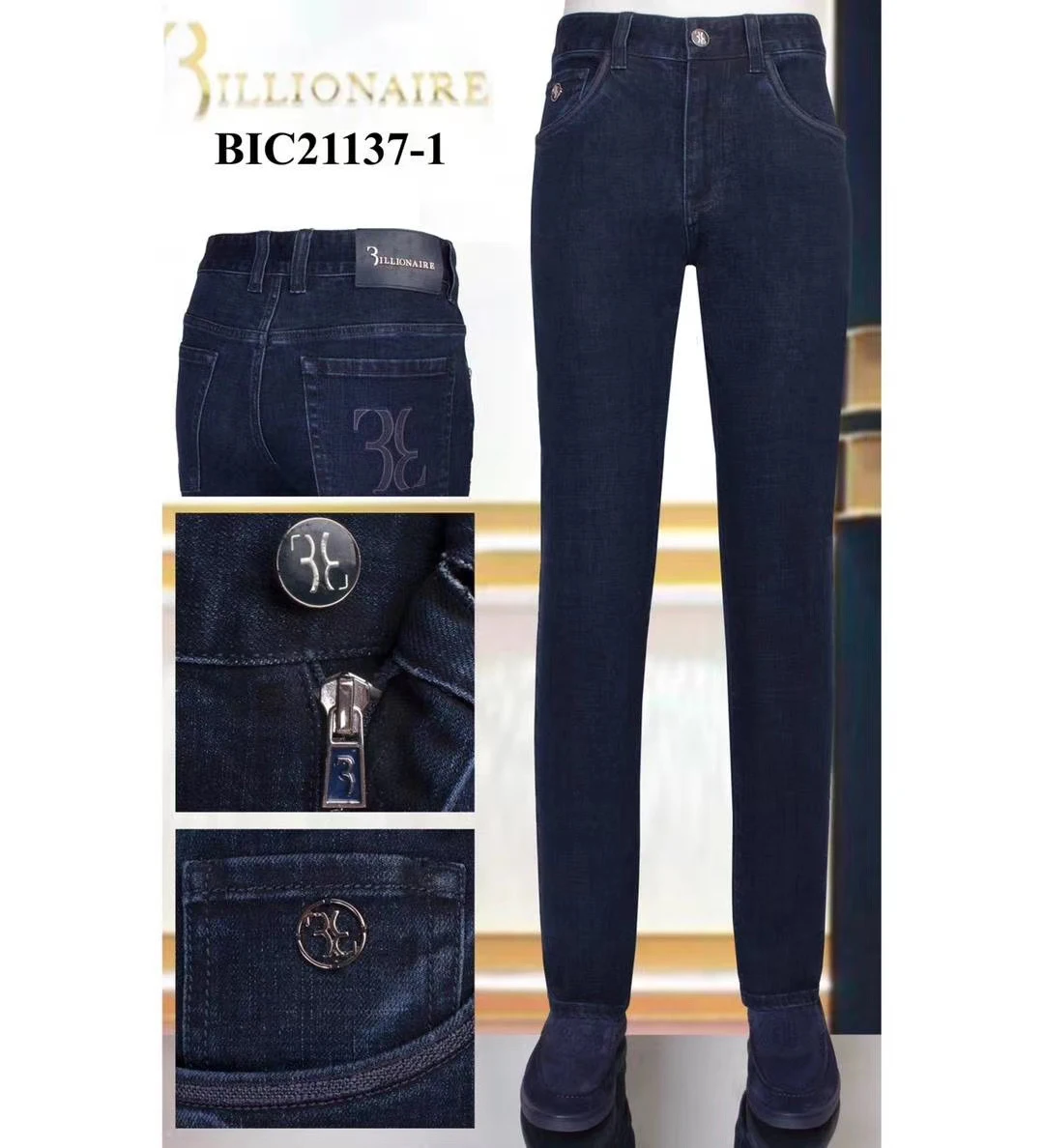 BILLIONAIRE Jeans men 2020 autumn and winter thick fabric Fashion embroidery pattern solid color high fabric gentleman BILLIONAIRE Jeans men 2020 autumn and winter thick fabric Fashion embroidery pattern solid color high fabric gentleman