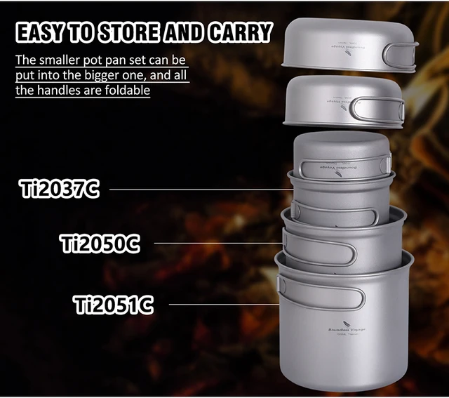 Boundless Voyage Titanium Frying Pan With Lid Fold... - Grandado