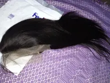 La srta. negro brasileño sin costuras recto 13x4 frente de encaje pelucas de cabello humano Marrón Medio, 4x4, cierre de encaje suizo peluca para las mujeres negras