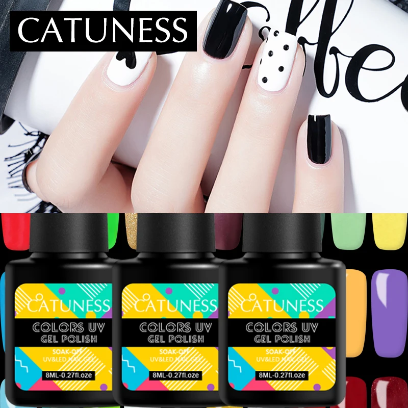 CATUNESS Nail UV Art Designs Gel Polish For Nails Soak Off Long-lasting Arte Clavo Ge Any Color 8ml | Красота и здоровье