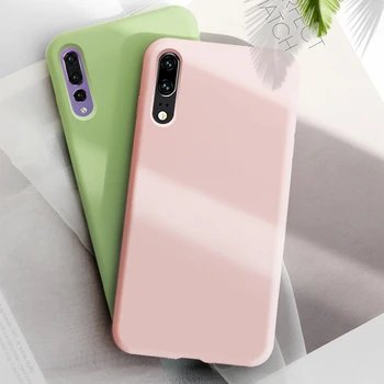 

100PCS Luxury Liquid Silicone Protective Cover For Huawei P30 Pro P20 Lite P10 Plus Nova 4E Soft Silicon Candy Color Phone Case