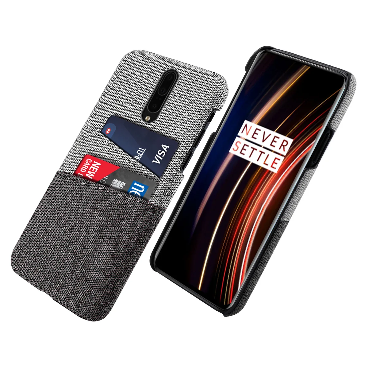 Тонкий чехол для OnePlus 7T Pro жесткий ударопрочный матовый тканевый из поликарбоната