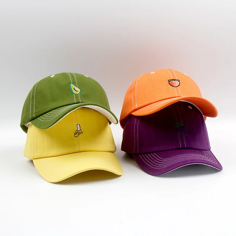 

Harajuku Ins Candy Colors Fruit Style Sunscreen Unisex Baseball Caps Men Women Snapback Hats Street Model Grape Avocado BQ113
