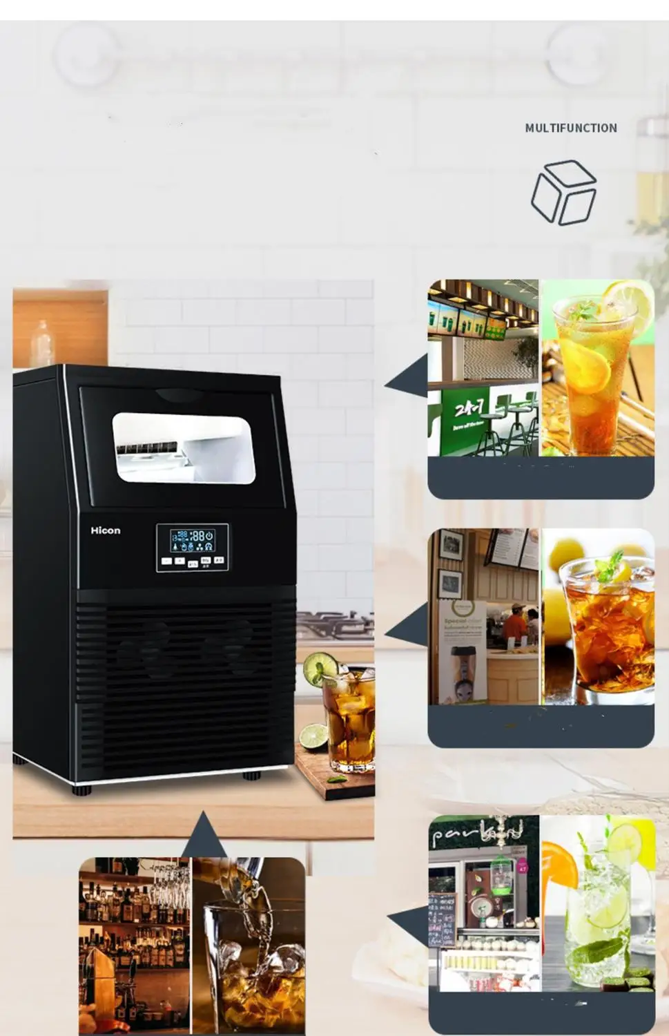 Electric Square Shape Ice Maker Automatic Portable Block Ice Cube Making Machine For Bar Coffee Shop 40kg/24H WZB-40F/A 200W 6