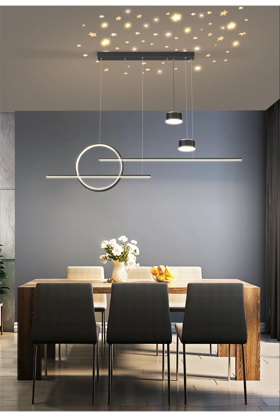 H122f35d5871c4cd5a20f2f9f6746df5fd 220V Nordic Starry Pendant Light Modern Luxury Dining Room Lamp Creative Decorative Table Chandelier Multi-mode Hanging Lighting
