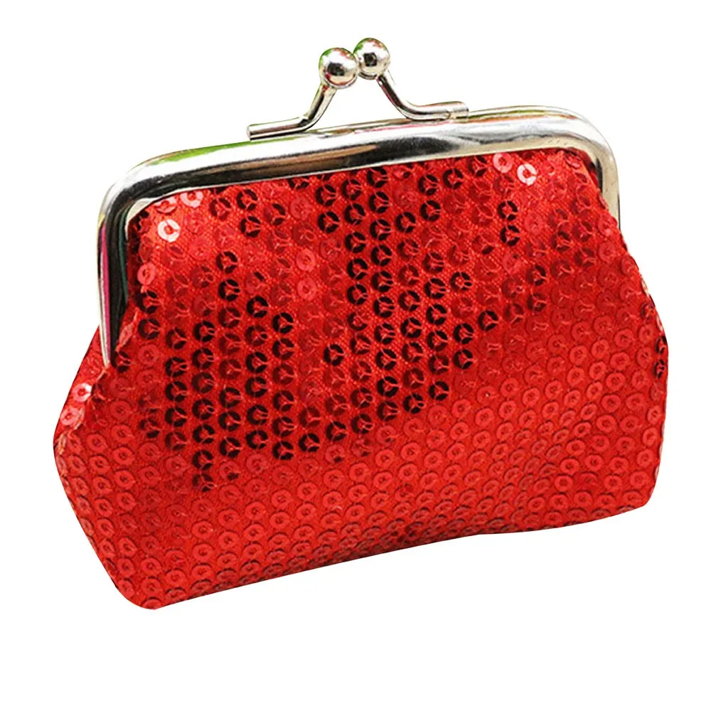 Sequin Wallet Coin Purse Clutch bag lipstick mini fashion Card Holder Coin Purse Clutch Handbag Womens Small Card packages - Цвет: Red