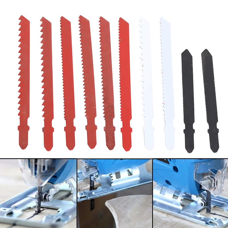 DWZ 10pcs Jigsaw Blades Assortment Set for Bosch T Shank Jig Saw Metal Plastic Wood