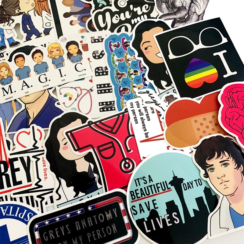 50 шт. серый Анатомия ТВ-шоу наклейки забавные креативные значки DIY декоративные наклейки мультфильм ПК стены ноутбук телефон водонепроницаемый