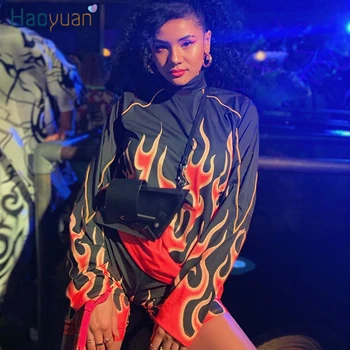 

ZOOEFFBB Flame Print Two Piece Set Tracksuit Women Festival Clothing Hoodies Top Shorts Sweatsuits Matching Sets Fall Outfits
