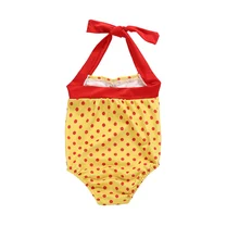 Купальник с завязками на шее для девочек, Цельный купальник с узором в горошек, с рисунком, высокая эластичность