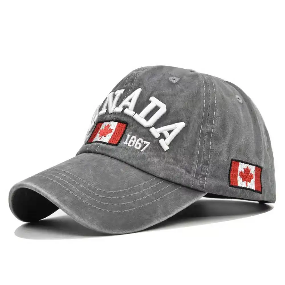 2021 New Fashion Washed Gorras Canada Baseball Cap Flag Of Canada Hat Snapback Adjustable Mens Baseball Caps Brand Snapback Hat winter baseball cap Baseball Caps