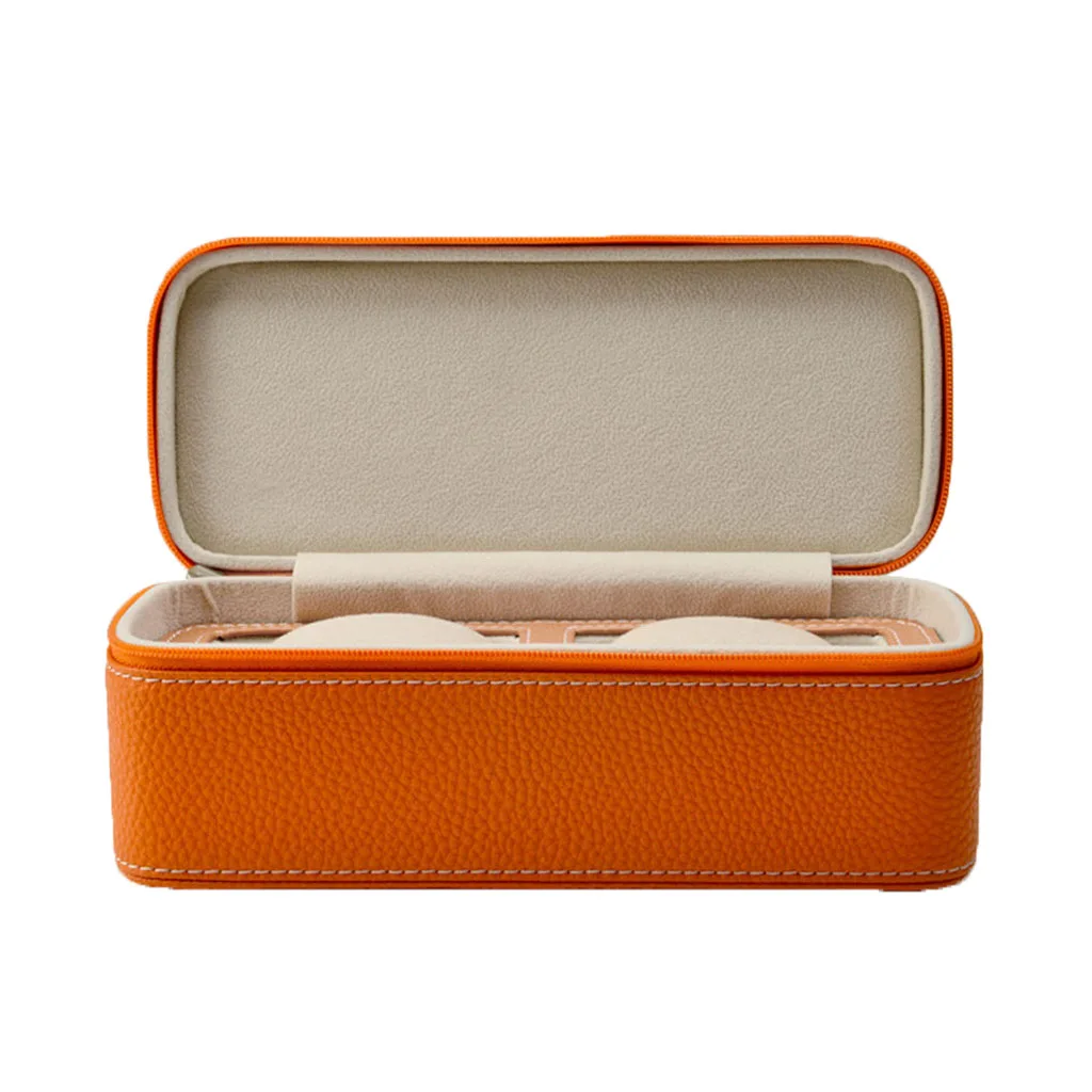 

Zipper Watch Box Two Slots PU Leather Wristwatch Display Case Bracelet Jewellery Holder Storage Organizer with Cushion