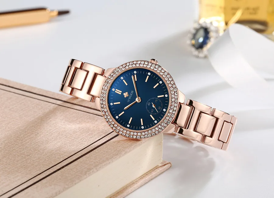 WWOOR женские часы с бриллиантами роскошные золотые женские часы-браслет водонепроницаемые повседневные из нержавеющей стали Кварцевые часы для женщин Reloj Mujer