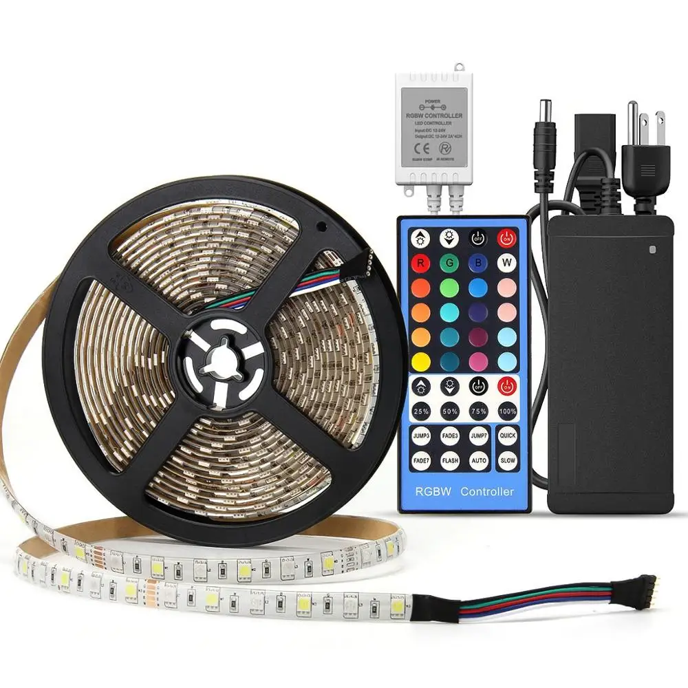 RGBW LED Strip - 16.4FT 5050 RGB + Cool White Color Changing Flexible Rope Lights Waterproof 300 LEDs TV Back Lighting jk1653 | Лампы и