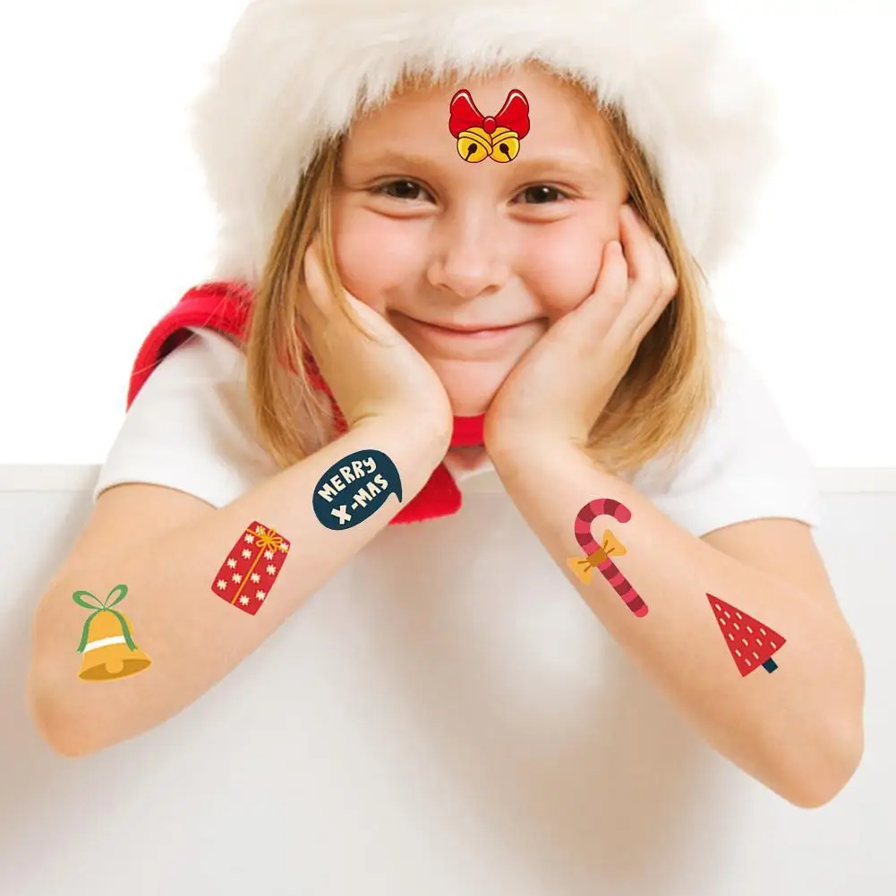 Cartton Christmas Tattoo Stickers Kids Naviidad Gifts Favor Claus Santa 