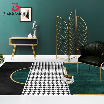 

Bubble Kiss Nordic Style Carpet Dark Green Geometric Grid Rugs Living Room Kids Room Mat Carpets Bedroom Decor Non-slip Area Rug