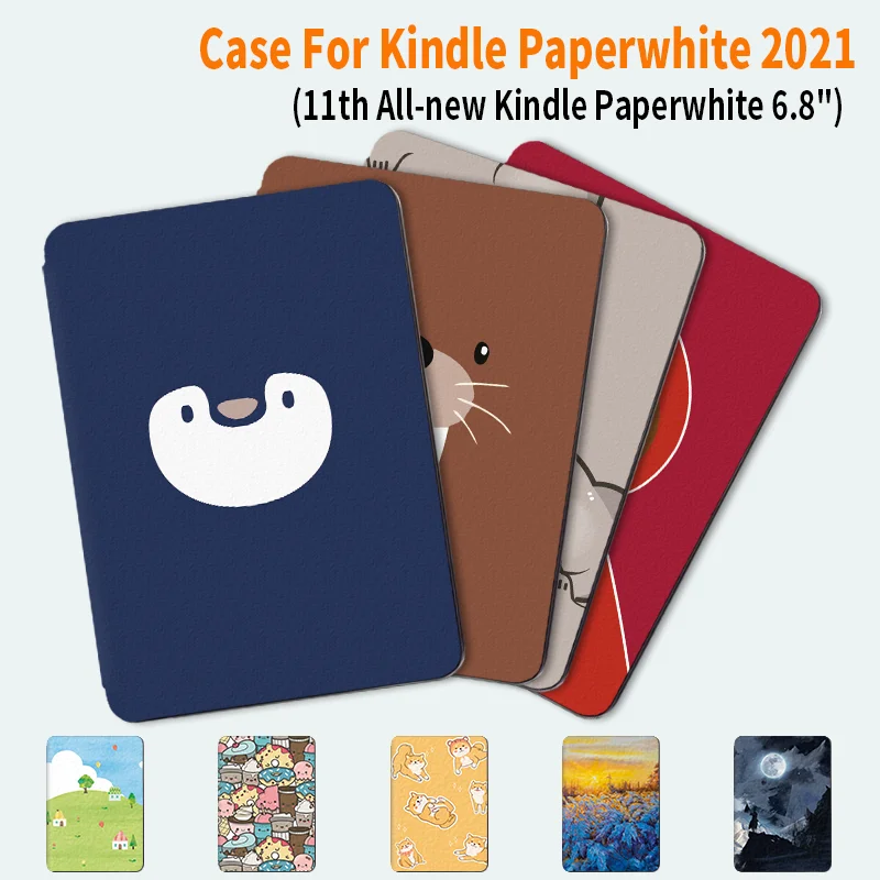 Per Kindle Paperwhite 5 Smart Case Pu Leather Print Cover Per Kindle Paperwhite 11Th M2L3Ek 2021 Guscio Protettivo