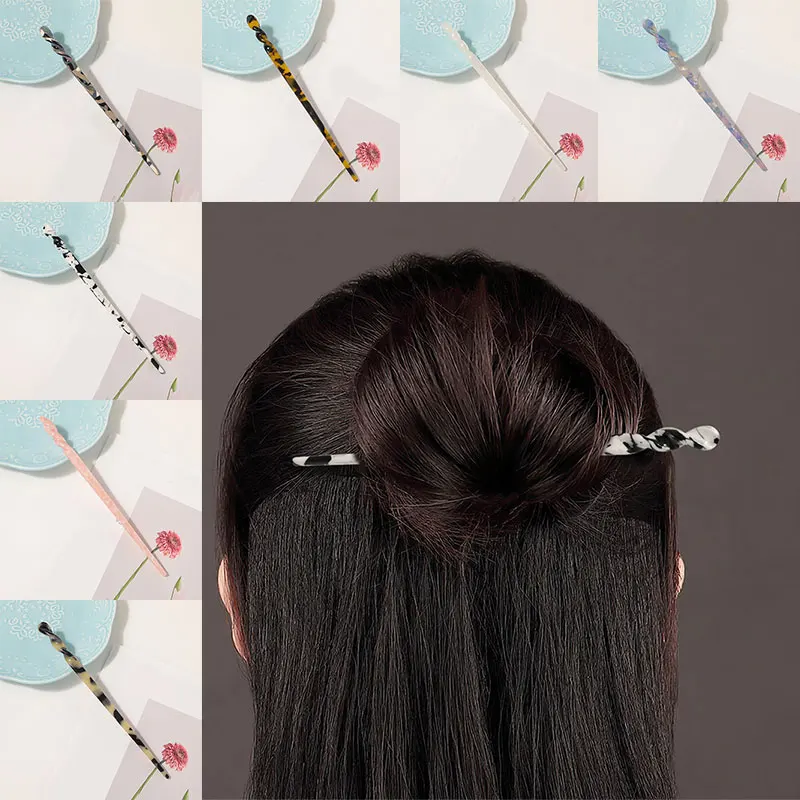 

Chinese Style Hair Stick Acetate Hairpin 18cm Long For Women Wedding Trendy Korean Hair Jewelry Accessories Vintage Hair Clip