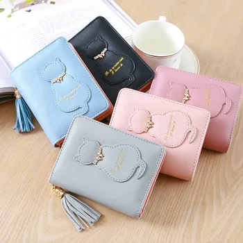 

2019 Kitten Little Wallet Women's Fashion Short Flow Su Zipper Student Wallet