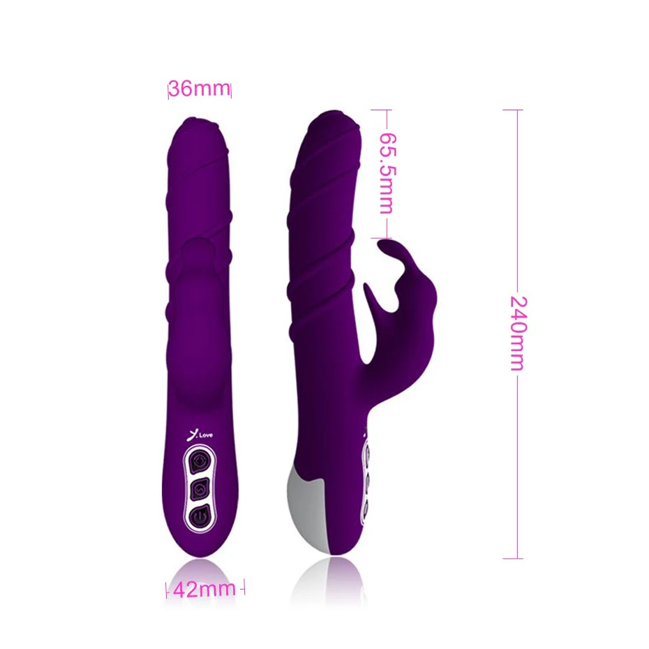 360 Degree Rotation Rabbit Vibrator Women Sex Toy Silicone G Spot Thrusting Vibrating Dildo Clitoris Stimulator Massager Shop