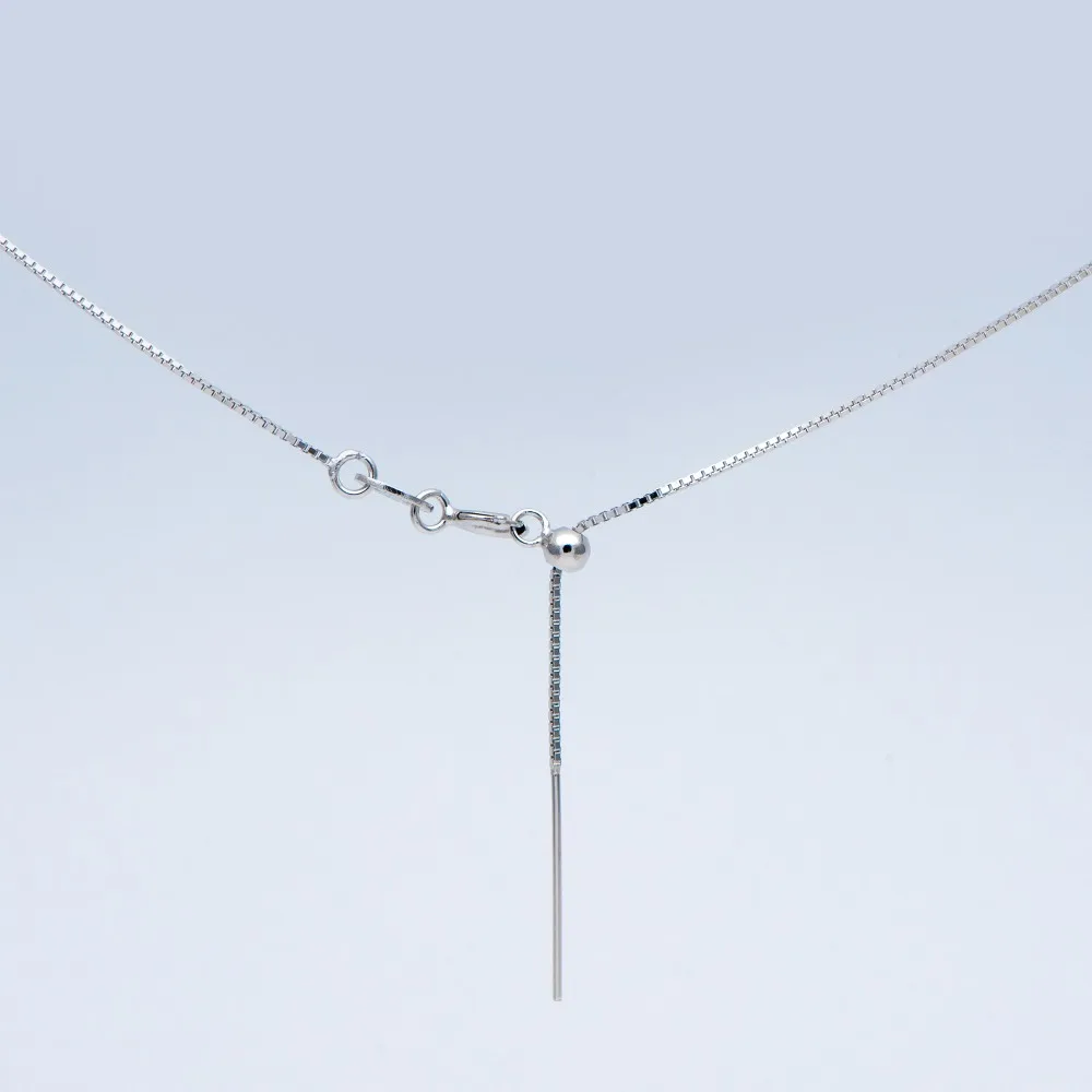 Регулируемое ожерелье из стерлингового серебра, 0,7 мм изящная цепочка, покрытая родием готовая цепь, 1" дюймов(S034-2
