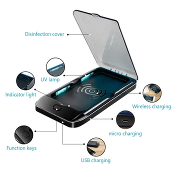 

Portable UV Phone Sanitizer Box Wireless USB Charger UV Disinfection Sterilizer Personal Disinfector Jewelry Phones Cleaner