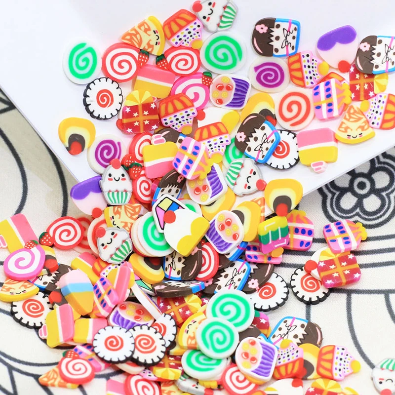 Happy monkey Fimo конфеты ломтики слизь поставки Полимерная глина торт Подвески Аксессуары дополнение для пушистой прозрачной слизи глины