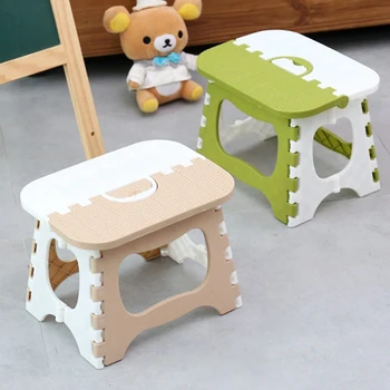 

Plastic Folding Stool Thickening Chair Portable Children Dining White Home Furniture Stool-Coffee + Convenient