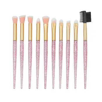 

10PCS Transparent Makeup Brush Plastic Handle Cosmetic Brush for Women Trip Home