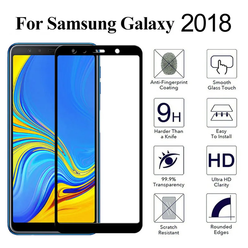 

Full Cover Satety Protective Glass For Samsung Galaxy J4 J6 A6 A8 Plus A5 A7 A9 2018 version Phone Screen Tempered Glass Film
