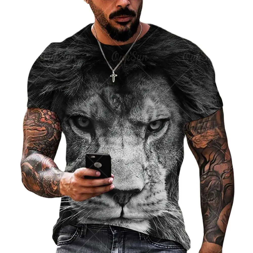 2021 New Fashion Cool T-shirt For Men’s 3D T-shirt Printing lion Short Sleeve Summer Shirt Printing T-shirt