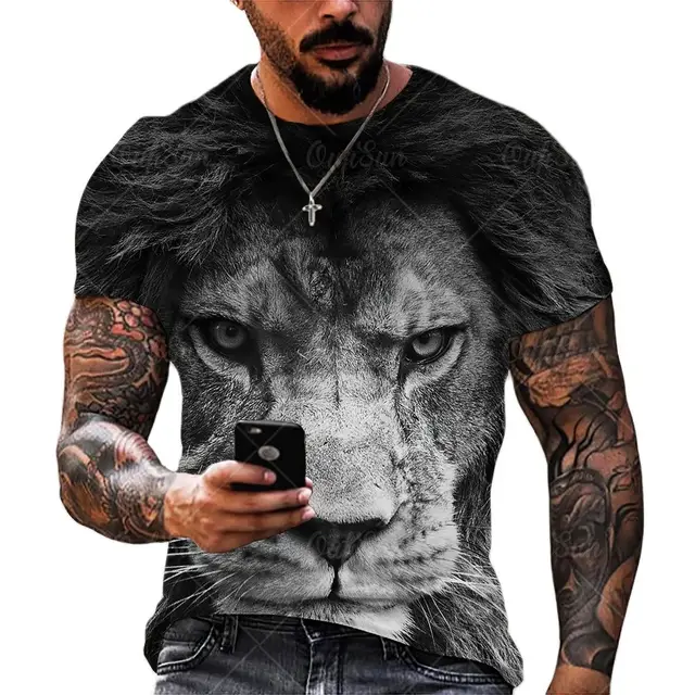 2021 New Fashion Cool T-shirt For Men’s 3D T-shirt Printing lion Short Sleeve Summer Shirt Printing T-shirt OFSM-00849