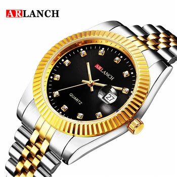 

ARLANCH Golden Watches for Men Fashion Business Top Brand Luxury Quartz Male Clock Waterproof Wristwatches Man Relogio Masculino