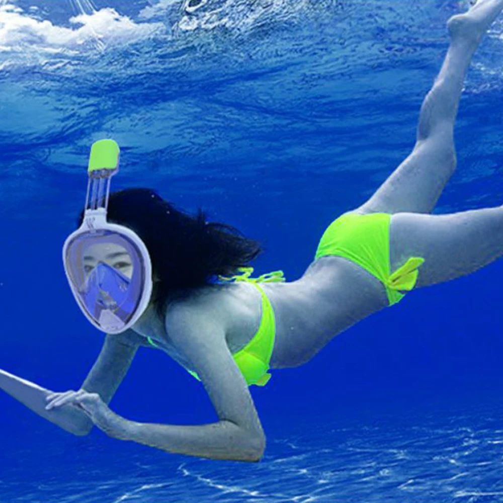 

4 Colors High Quality Anti Fog Detachable Dry Snorkeling Scuba Diving Mask Child Adult Silicone Diving Mirror Full Face Mask Set