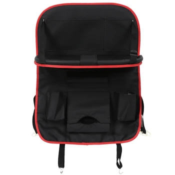 

NEW-Car Leather Storage Bag Box Back Seat Bag Organizer Backseat Holder Pockets Folding Table Drink Food Cup Tray Holder Stand D