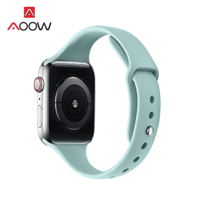 Тонкий силиконовый ремешок для часов Apple Watch 4, 38 мм, 42 мм, 40 мм, 44 мм, мягкий резиновый спортивный сменный Браслет, ремешок для iWatch 1, 2, 3 - Цвет ремешка: Turquoise