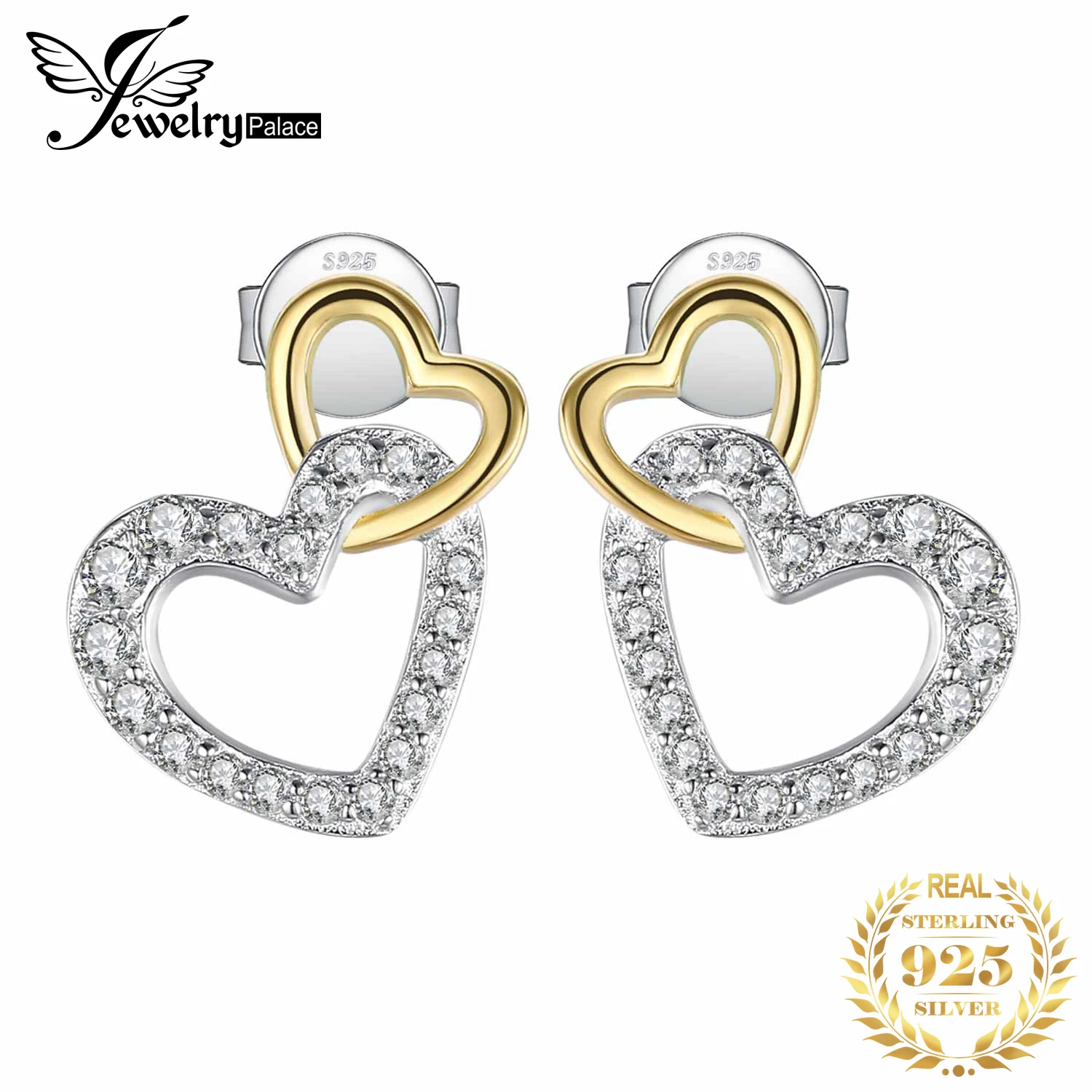 

JewelryPalace Infinity Love Heart CZ Stud Earrings 925 Sterling Silver Earrings For Women Korean Earrings Fashion Jewelry 2020