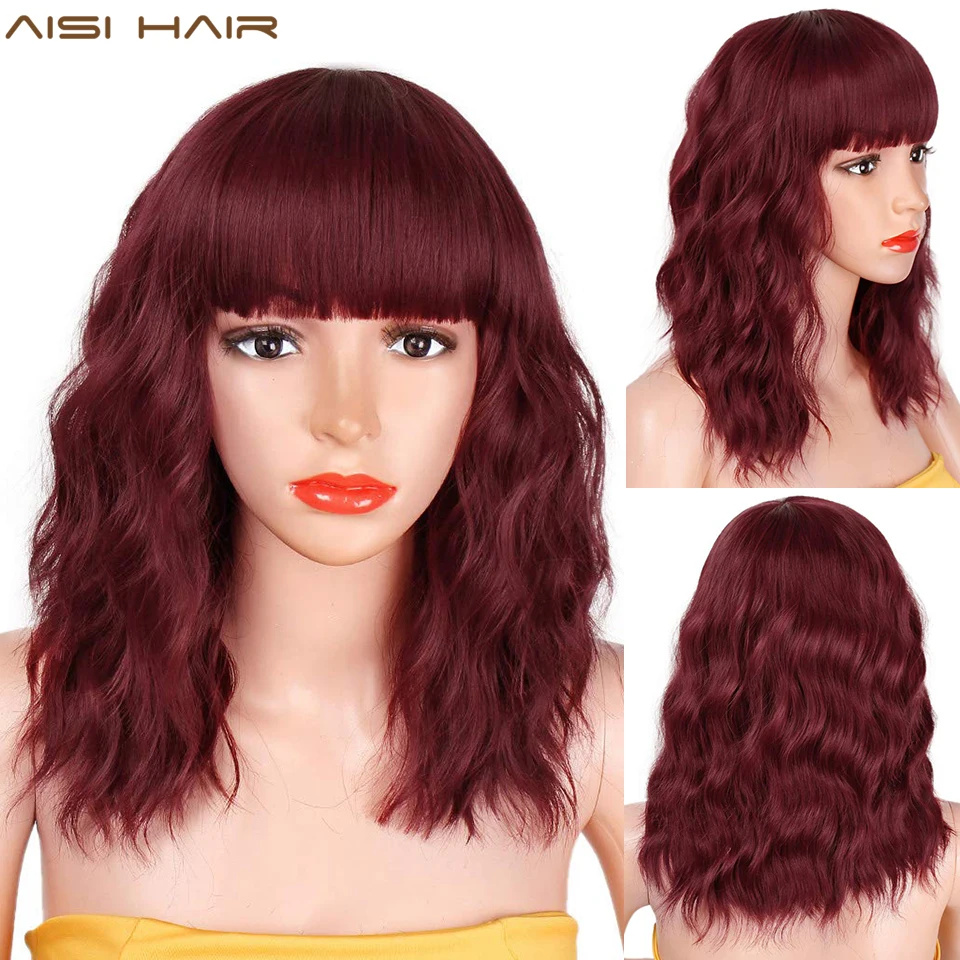 AISI HAIR синтетический парик короткий боб с челкой косплей волнистые синтетические