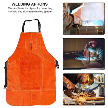 

Welding Aprons Protective Welders Clothing Thermal Protection Workwear Cowhide Leather Heat Insulation Flame-resistant Cover