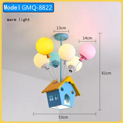 Мультяшная креативная цветная воздушная подвеска в виде шара, лампа для мальчиков и девочек, детская спальня, лампа для детской комнаты, современный светодиодный дом, нордический декор, свет - Цвет корпуса: Warm Light
